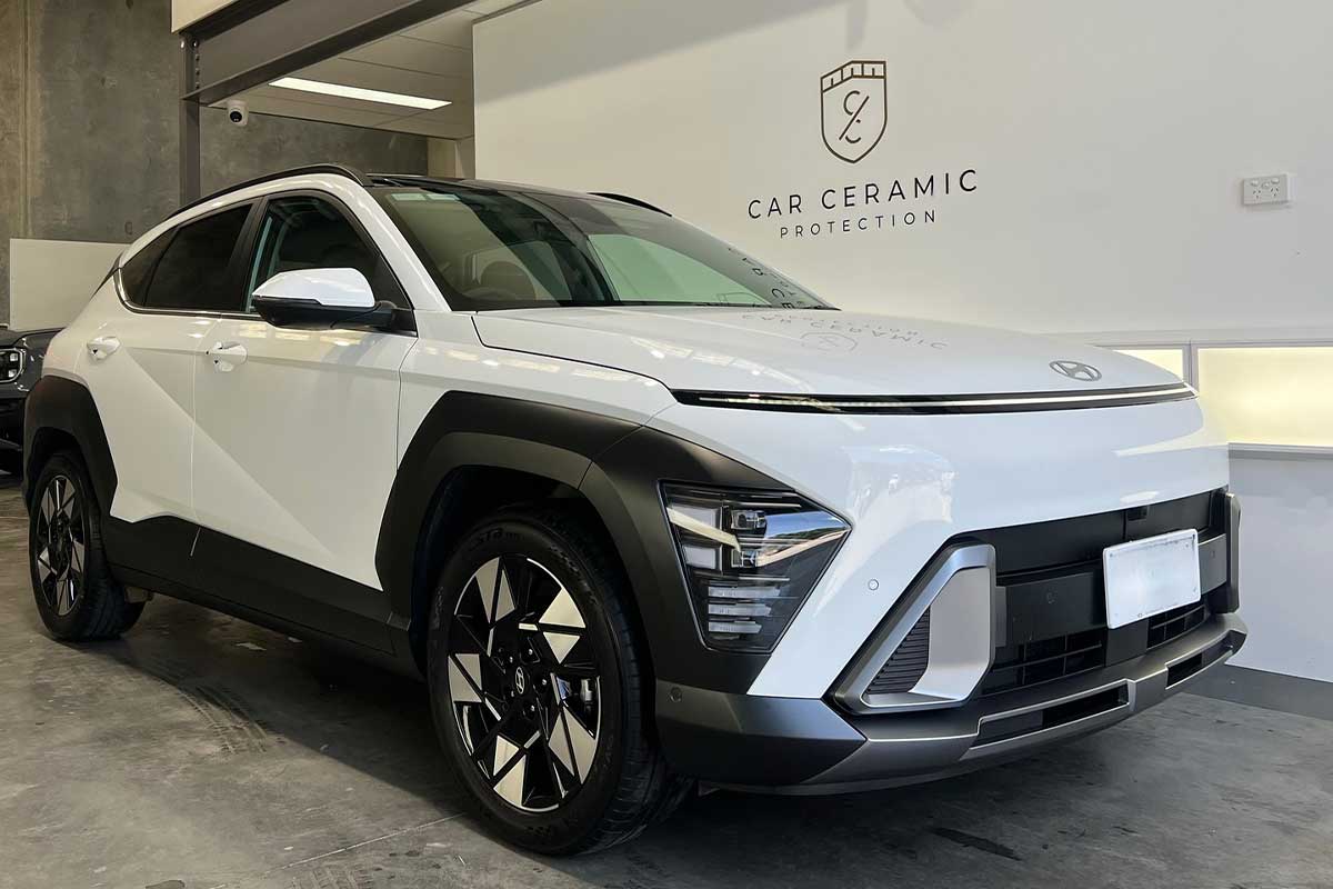 White Hyundai in the Car Ceramic Protection studio