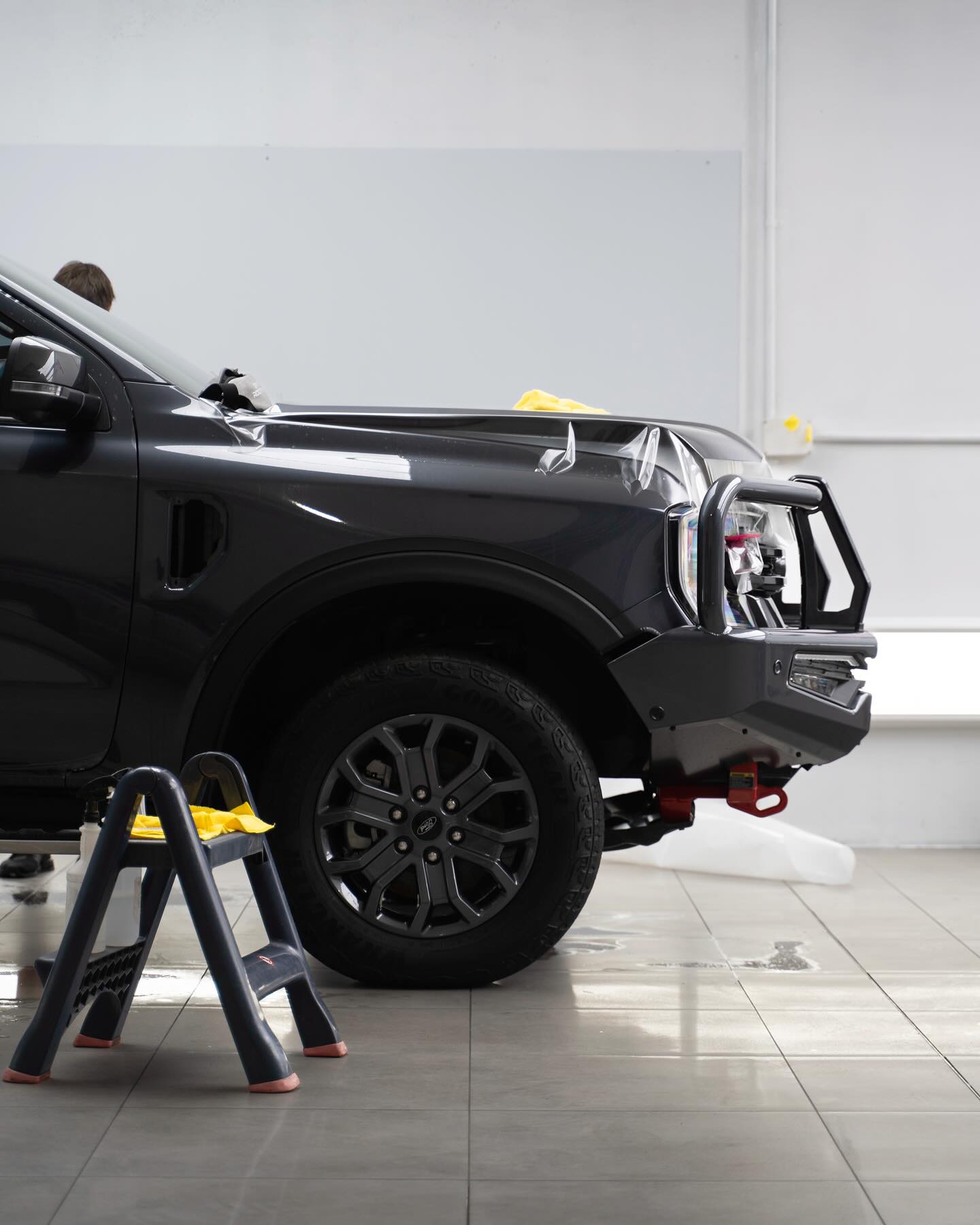 Machine polishing during paint correction before protection is applied